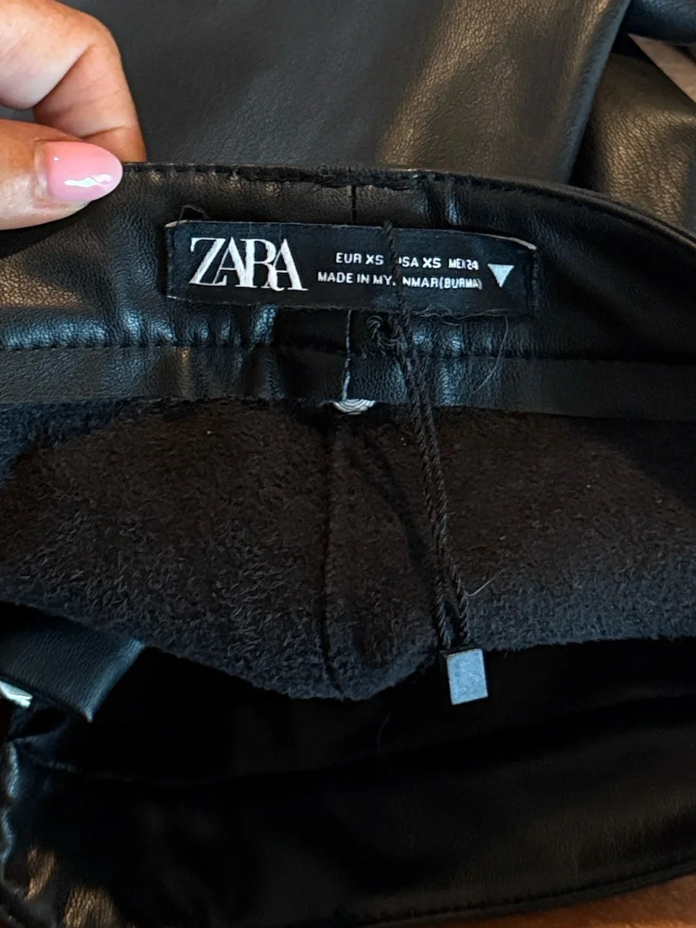 NWOT Zara Zipped Low Rise Boot Cut Moto Faux Leather Pants in Black Size XS